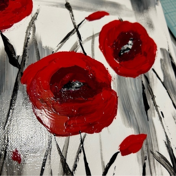 Original Artwork Acrylics on Canvas Red Poppies - Picture 7 of 15